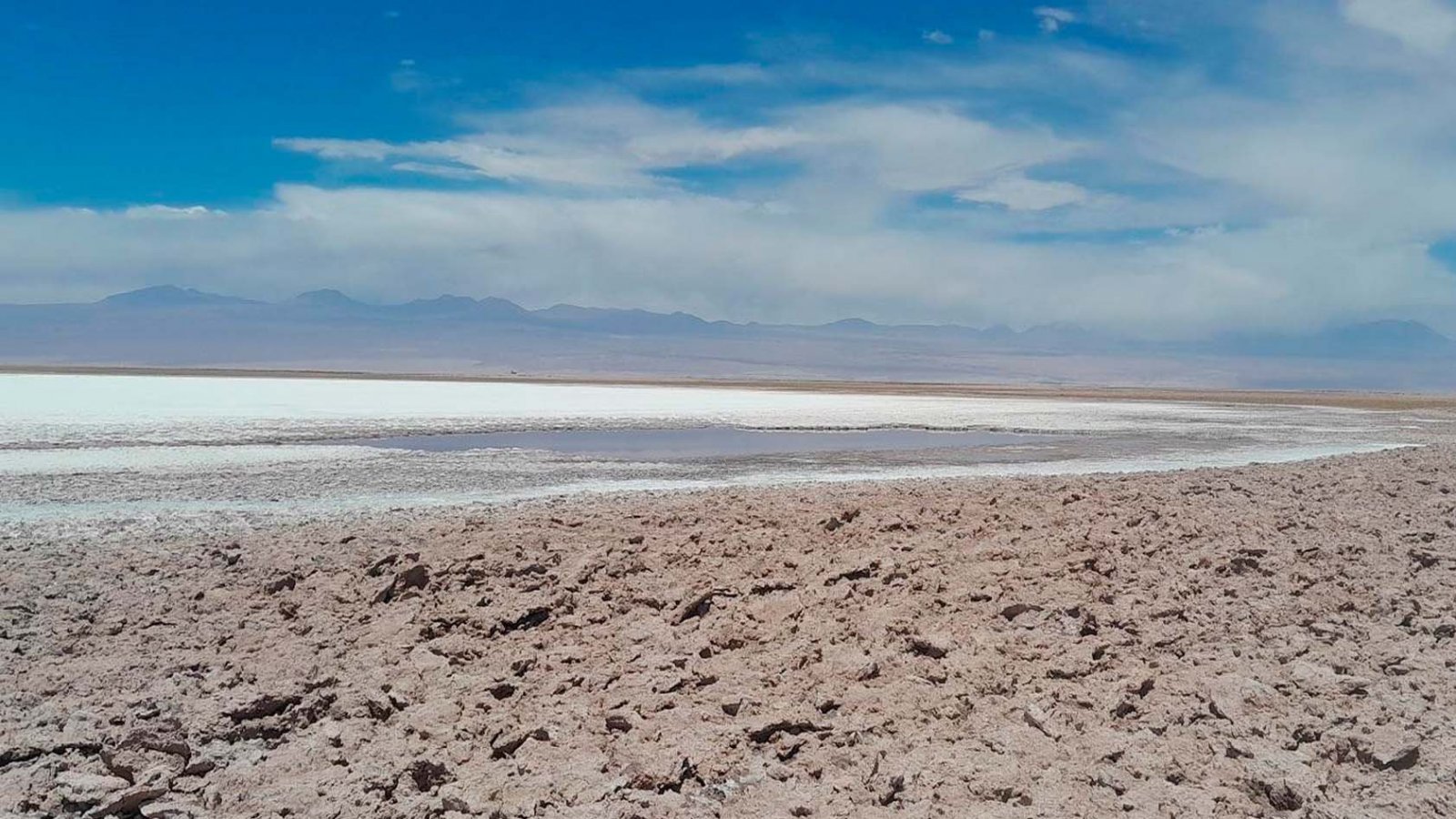 Imagen aérea del Salar de Atacama mostrando las piscinas de evaporación para la extracción de litio.