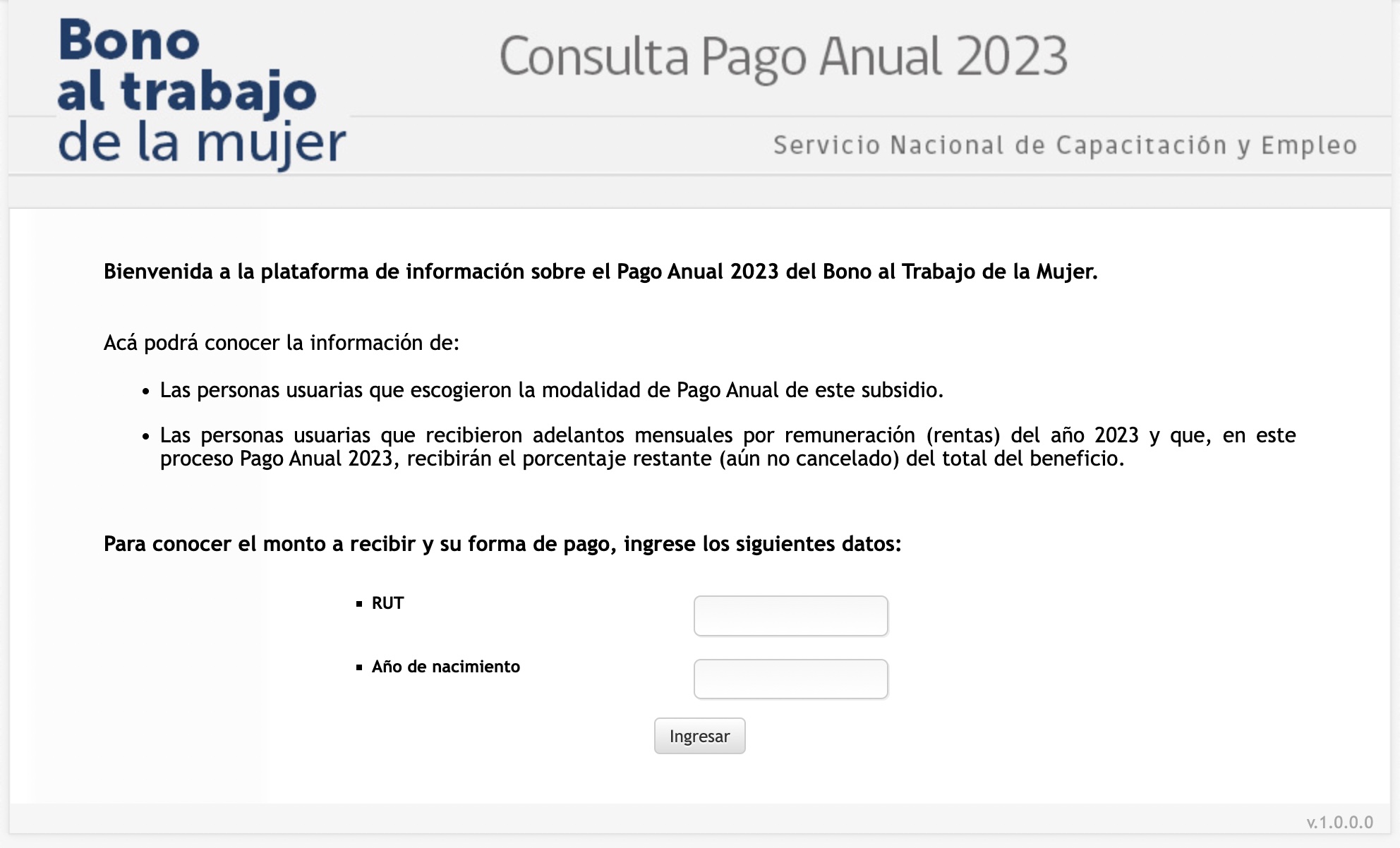 Bono al Trabajo de la Mujer consulta pago anual