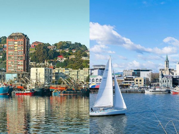 Foto de Valdivia y Talcahuano desde el mar.