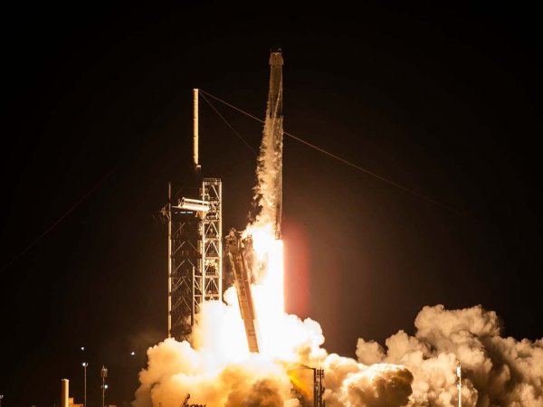 Lanzamiento de la misión Polaris Dawn de SpaceX desde el Centro Espacial Kennedy.