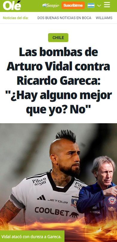 Diario Olé por dichos de Arturo Vidal