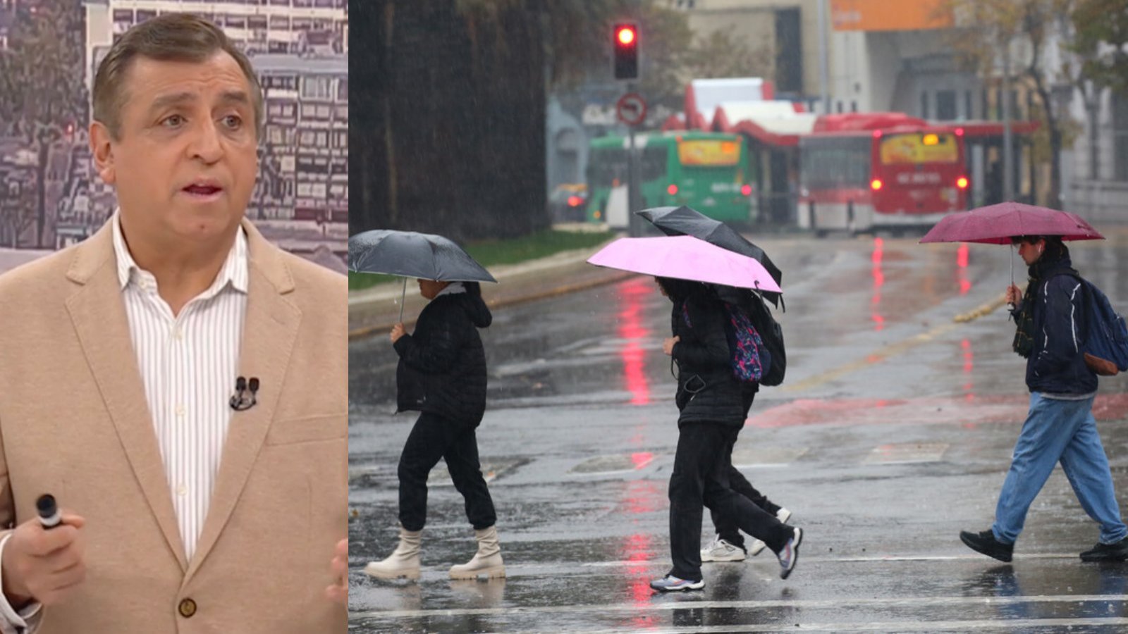 Iván Torres y lluvia en Santiago.