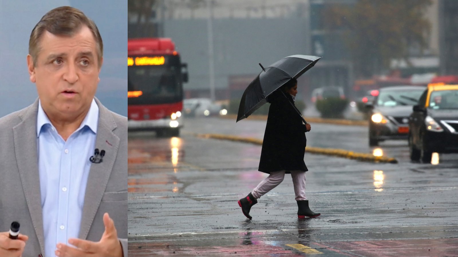 Iván Torres y lluvia en Santiago.