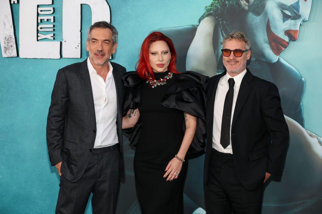Todd Phillips, Lady Gaga y Joaquin Phoenix en el estreno de Joker 2 en Los Ángeles.