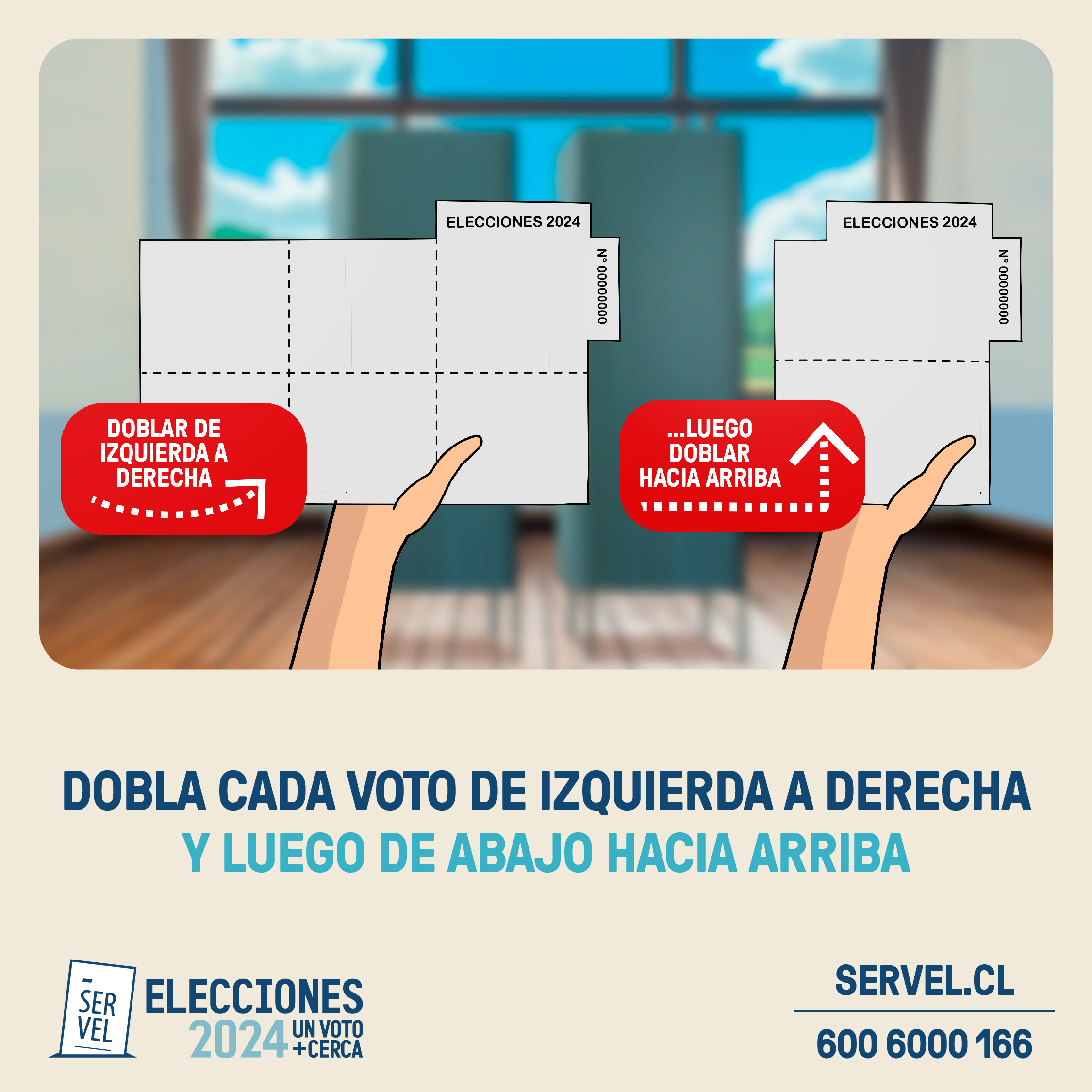 Cómo doblar el voto. Servel.