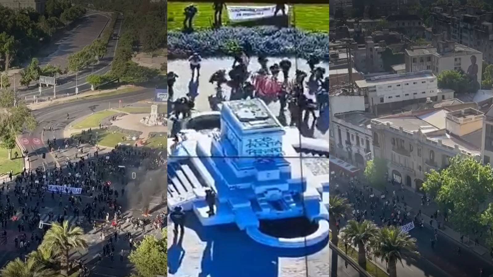 Manifestaciones en Plaza Italia