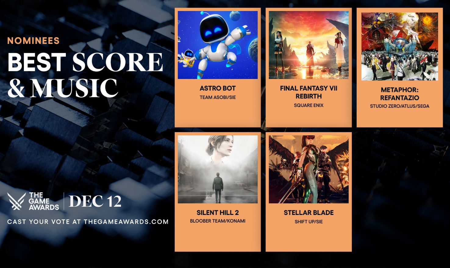 Nominados The Game Awards Banda Sonora/música