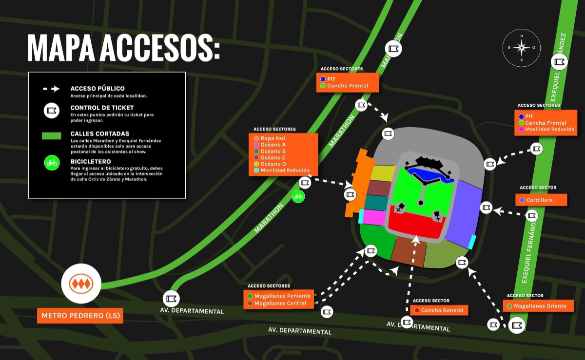 Mapa de ingreso concierto Feid