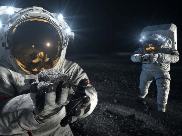 Astronautas de la misión Artemis en la Luna.