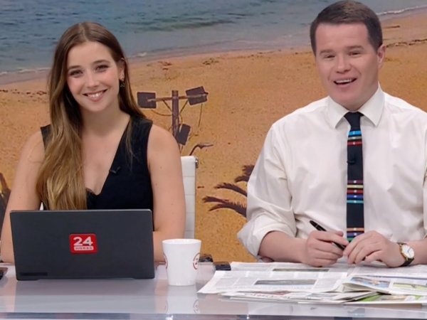 Davor Gjuranovic y Agustina Álvarez en 24 Horas Tu Mañana.