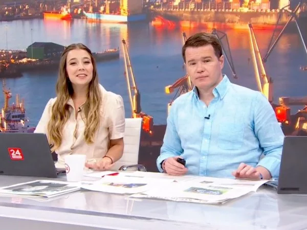 Davor Gjuranovic y Agustina Álvarez en 24 Horas Tu Mañana.