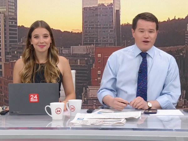 Davor Gjuranovic y Agustina Álvarez en 24 Horas Tu Mañana.