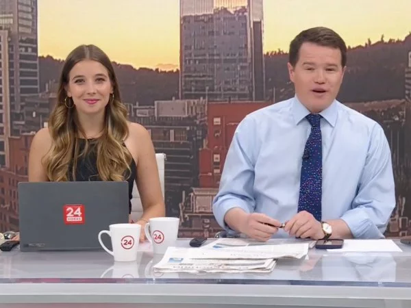 Davor Gjuranovic y Agustina Álvarez en 24 Horas Tu Mañana.