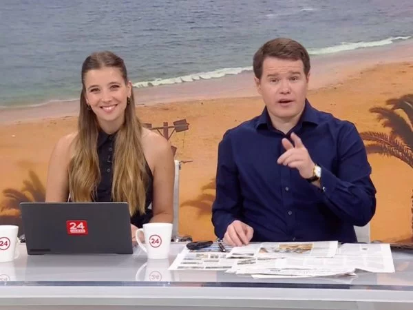 Davor Gjuranovic y Agustina Álvarez en 24 Horas Tu Mañana.