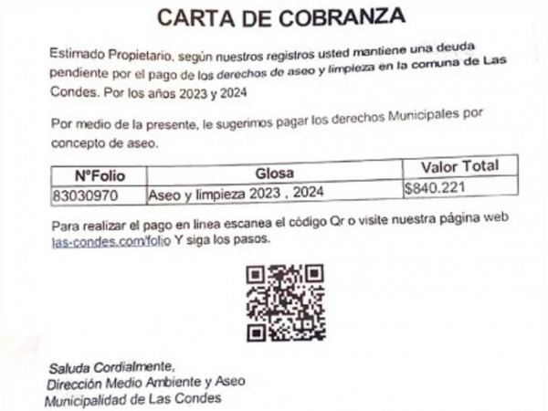 Carta de cobranza falsa