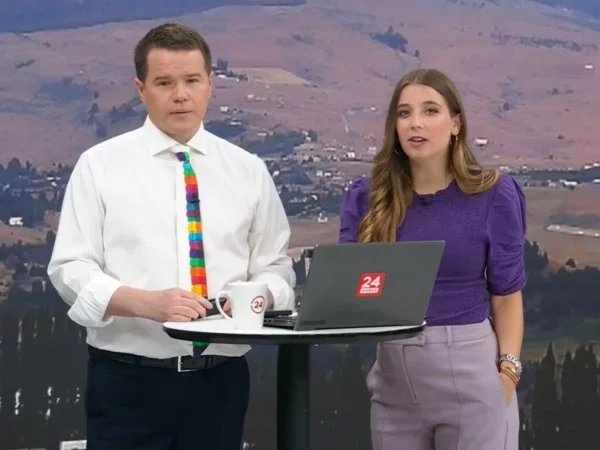 Davor Gjuranovic y Agustina Álvarez en 24 Horas Tu Mañana.