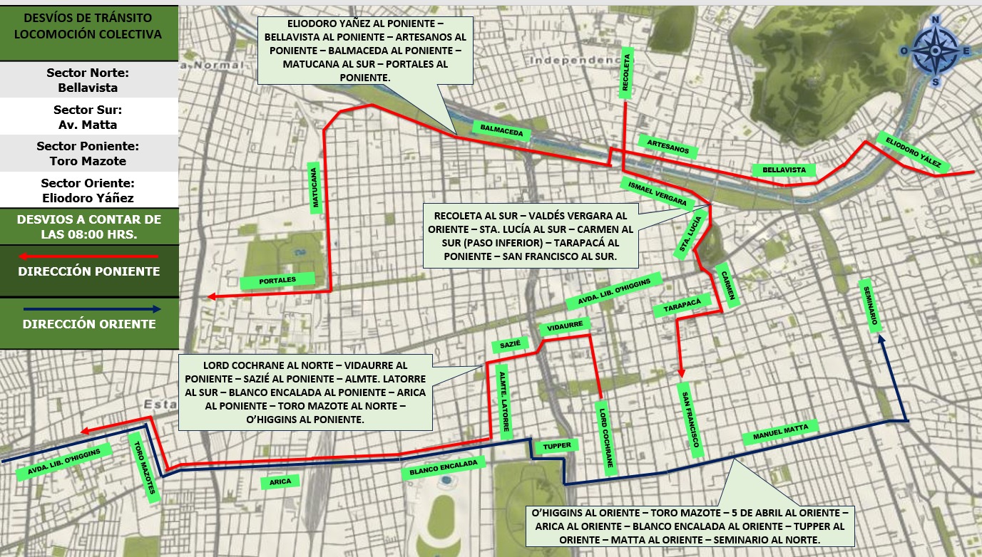 Desvíos de Carabineros 1 de mayo Día del Trabajador