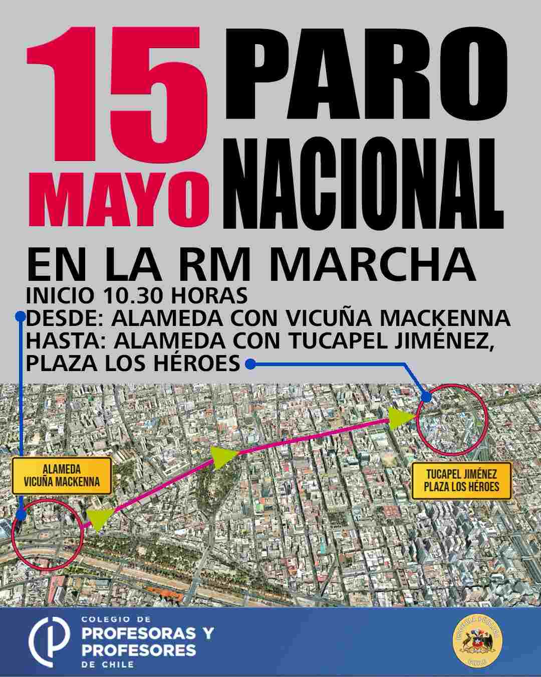 Recorrido de la marcha por el paro de profesores