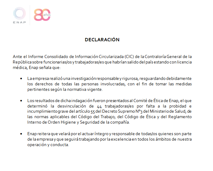 Declaración ENAP