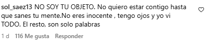 Pantallazo del segundo comentario que hizo la hija de Juan Pablo Saéz