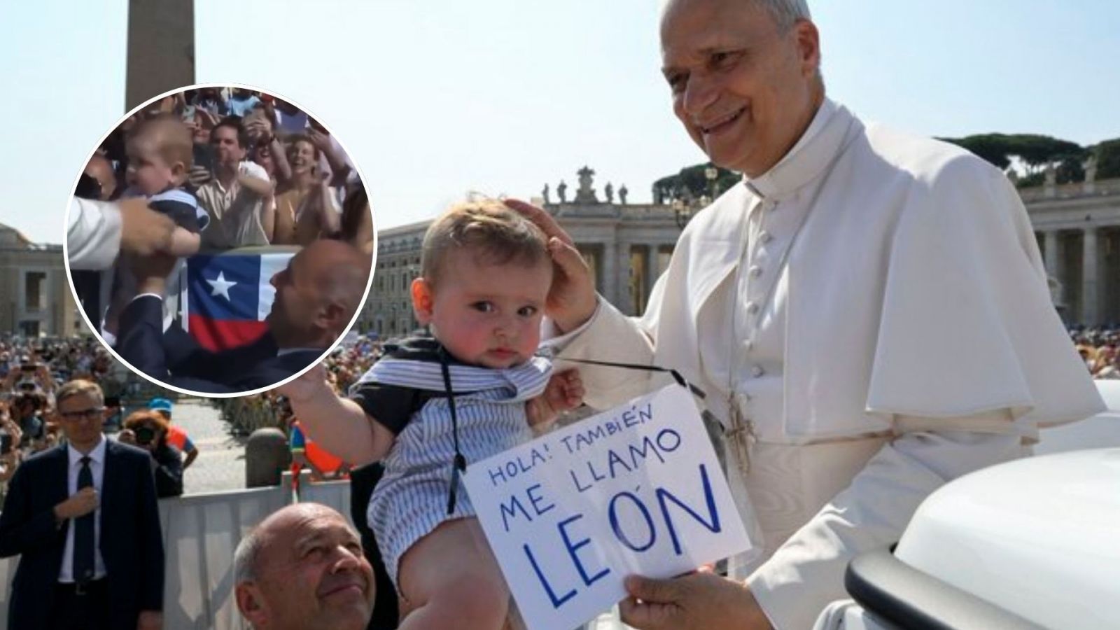 Papa León XIV con bebé chileno