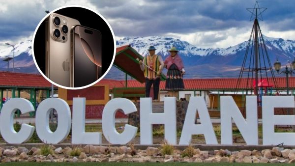 municipalidad de Colchane junto a iphone