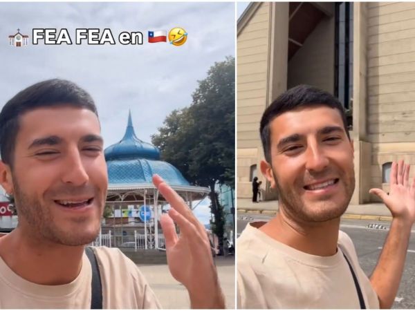 Daniel López frente a catedral de Valdivia