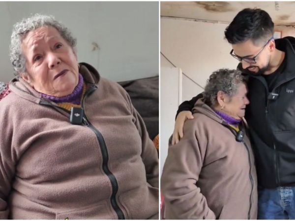 Felipe Ñancupil junto a adulta mayor