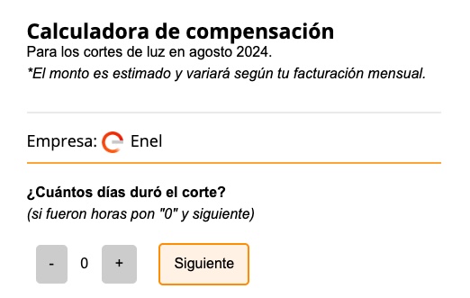 Calculadora corte de luz ENEL