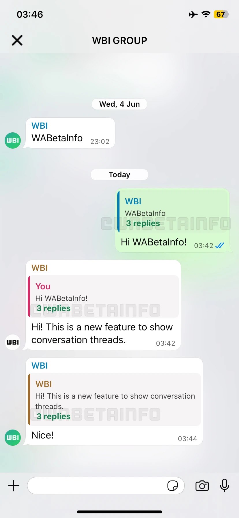 Nueva funcion hilo de respuestas whatsapp