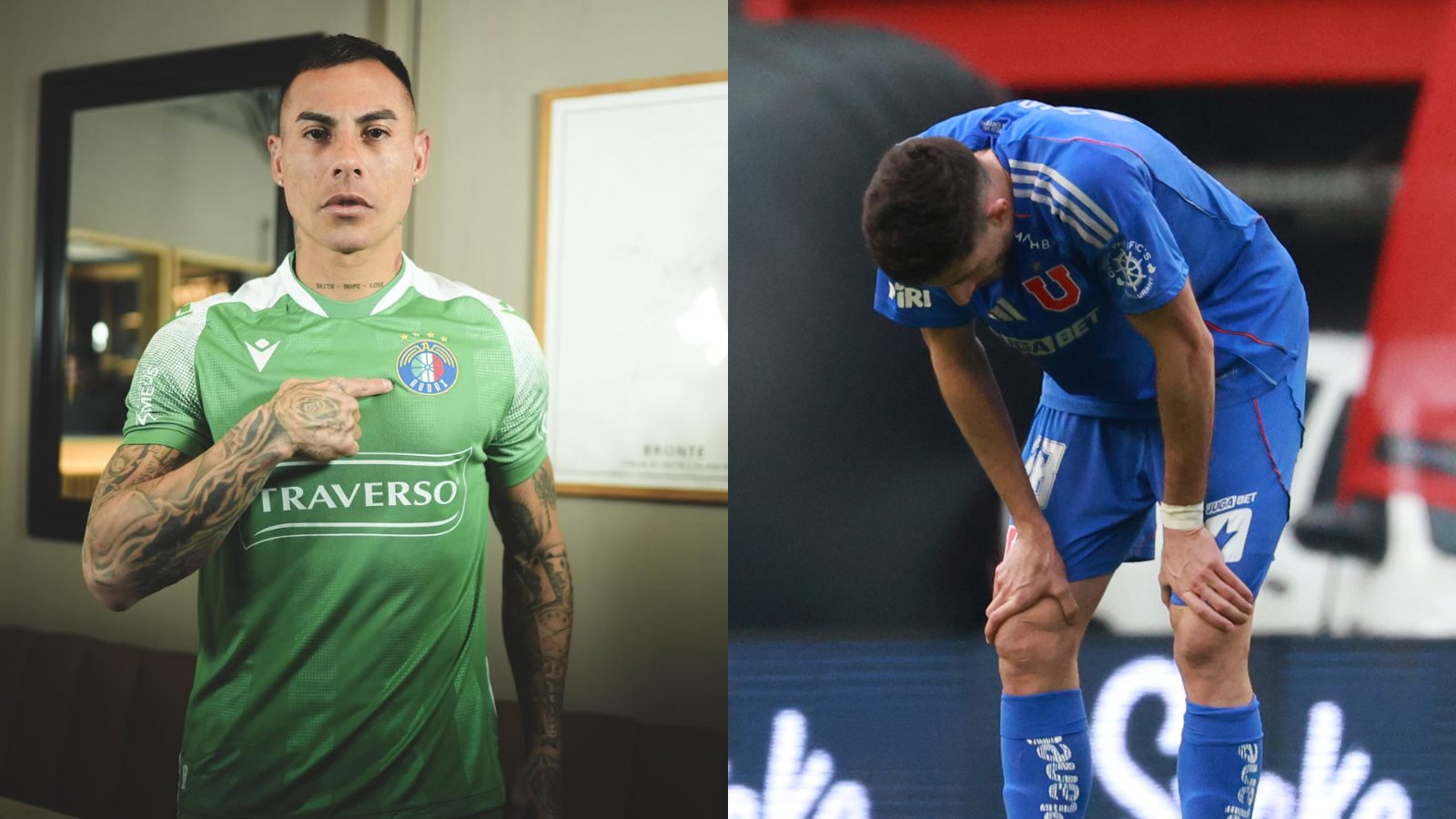 Eduardo Vargas en Audax Italiano y Lucas Di Yorio en la Universidad de Chile lamentándose
