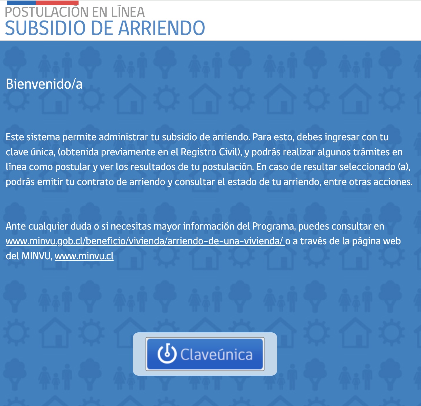 Página web Minvu arriendoenlinea.minvu.cl