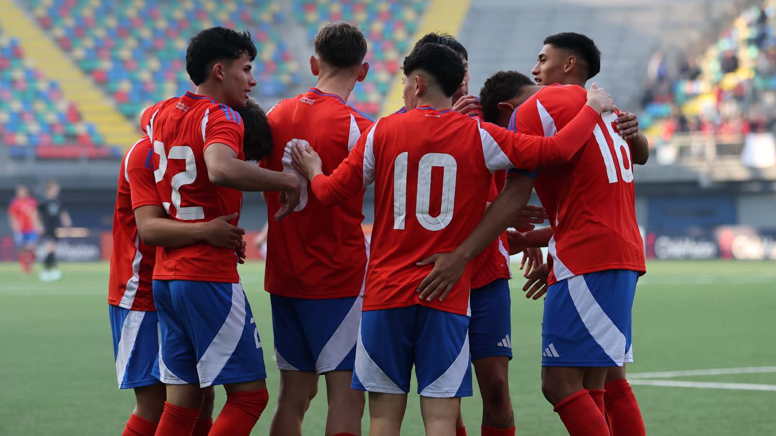 Selección Chilena Sub 20 disputando un amistoso frente a Nueva Zelanda