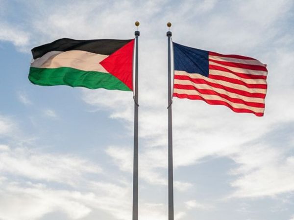 Bandera de Palestina y Estados Unidos