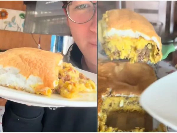 tiktoker muestra pastel de choclo con merengue.