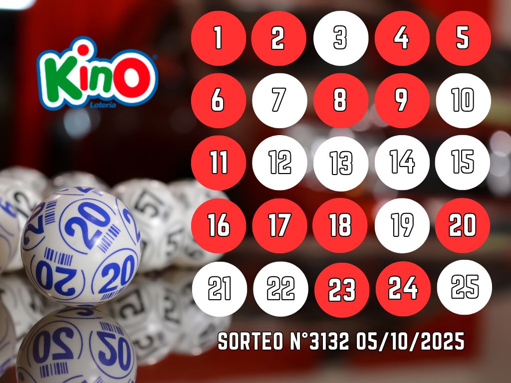 RESULTADOS KINO, SORTEO 3132 - DOMINGO 5 DE OCTUBRE 2025