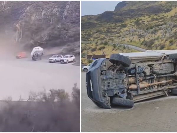 Viento volcó motorhome en Torres del Paine