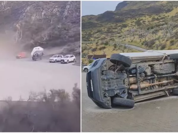 Viento volcó motorhome en Torres del Paine