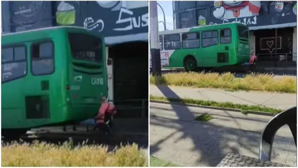 Peligrosa maniobra de hombre en silla de ruedas