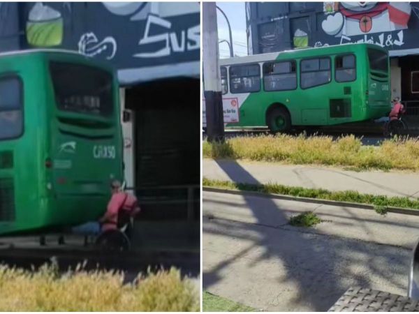 Peligrosa maniobra de hombre en silla de ruedas
