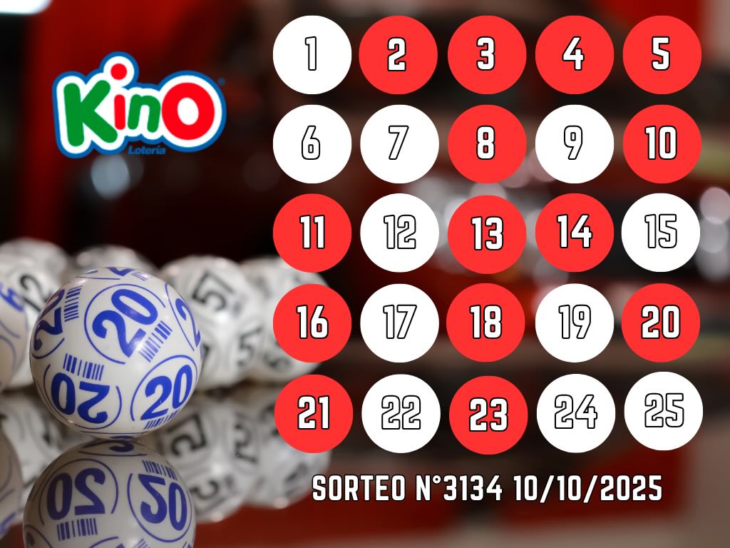 RESULTADOS KINO, SORTEO 3134 - VIERNES 10 DE OCTUBRE 2025