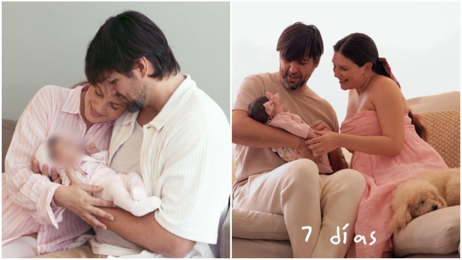 Eugenia Lemos y Matías Kosznik, junto a su hija Alegra