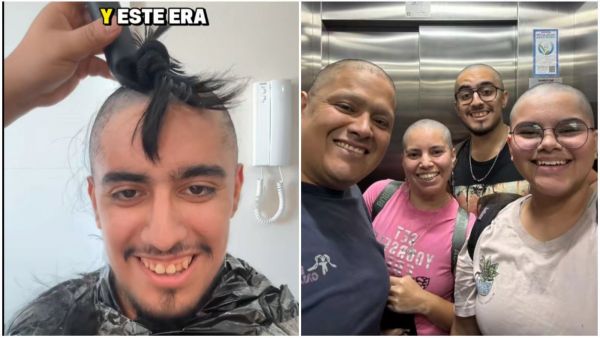 Familia se rapó para apoyar hijo con cáncer