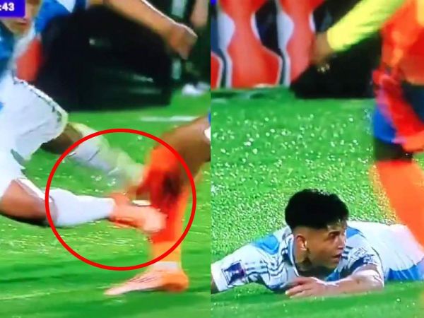 El argentino Julio Soler cae al suelo tras simular una falta durante la semifinal del Mundial Sub 20 ante Colombia