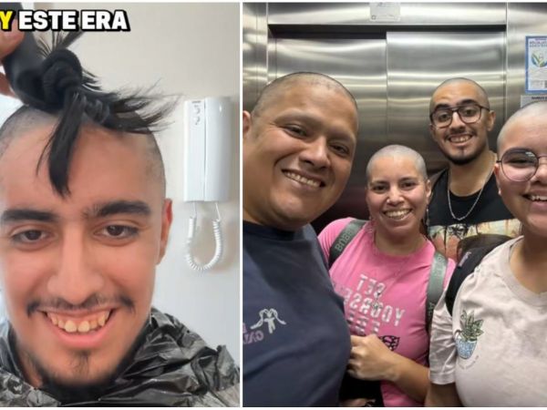 Familia se rapó para apoyar hijo con cáncer