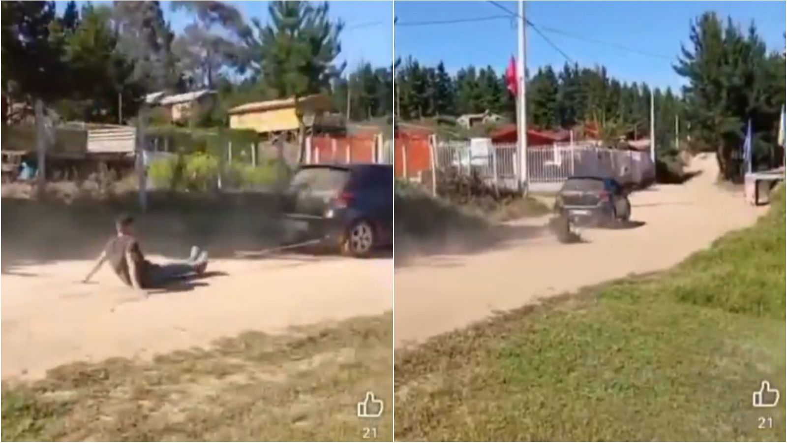 Delincuente es amarrado a auto y arrastrado por vecinos en Valparaíso