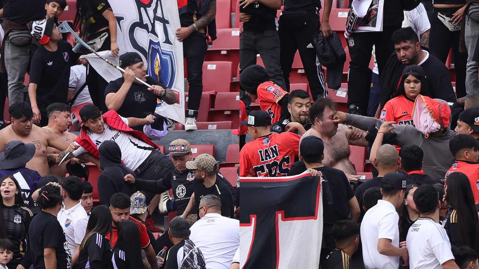 Riña entre barristas de Colo Colo en el partido frente a Deportes Limache en el Estadio Nacional