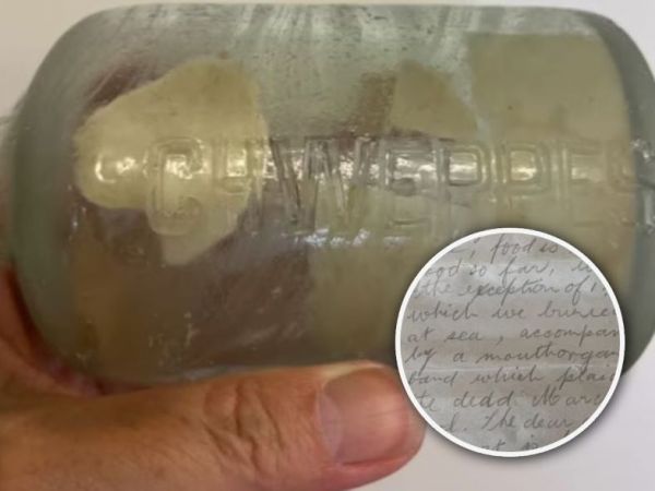 Mensaje en una botella escrito por soldados de la primera guerra mundial