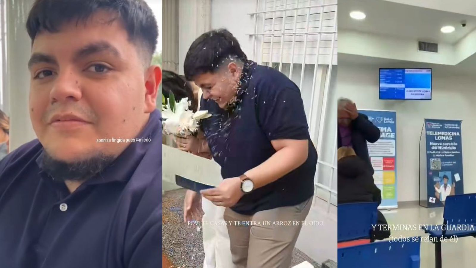 Novio terminó en urgencias por arroz que cayó en su oído