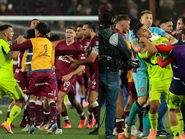 Pelea entre jugadores de la Universidad de Chile y Lanús